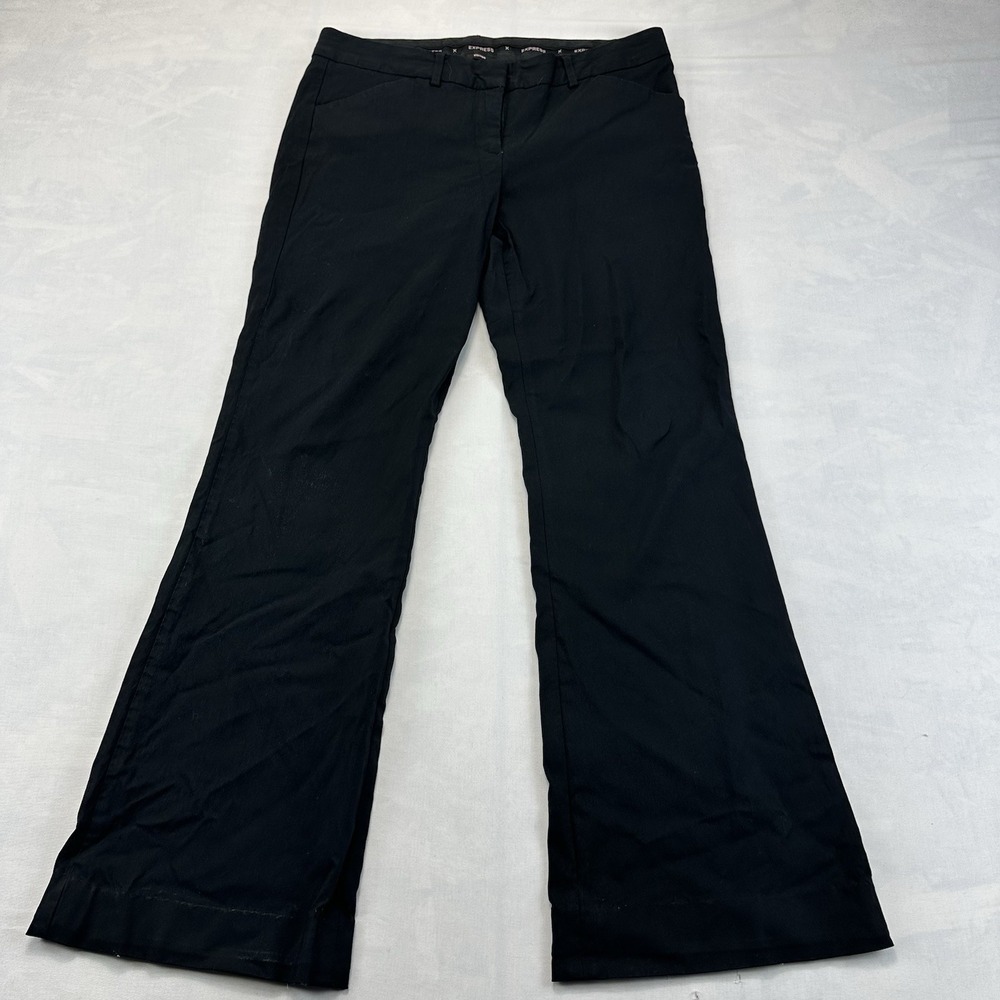 Express Editor Women's Size 6R Black Wide Leg Flare Dress Pants Stretch Career